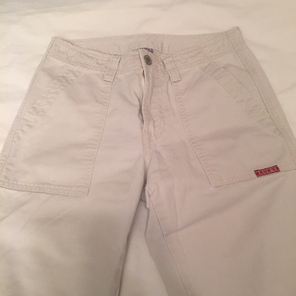 Lucky Brand light tan classic dungarees EUC - Picture 3 of 7